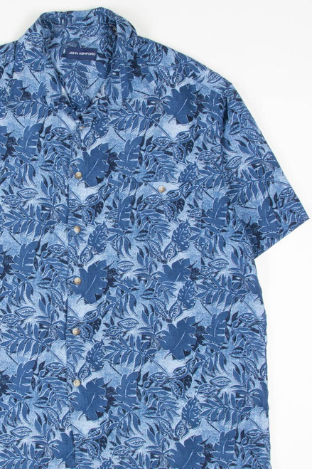 Blue Leaf Print Hawaiian Shirt 1809