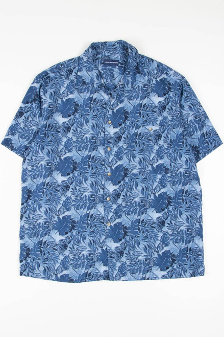 Blue Leaf Print Hawaiian Shirt 1809