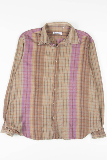 Purple & Olive Plaid Rubinacci Button Up Shirt