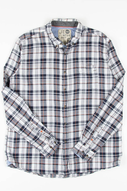 White Plaid Button Up Shirt 788