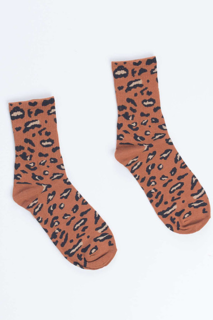 Brown Leopard Print Socks