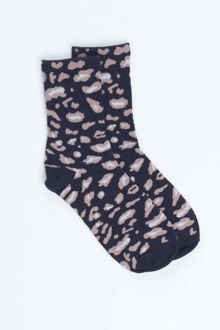 Black Leopard Print Socks