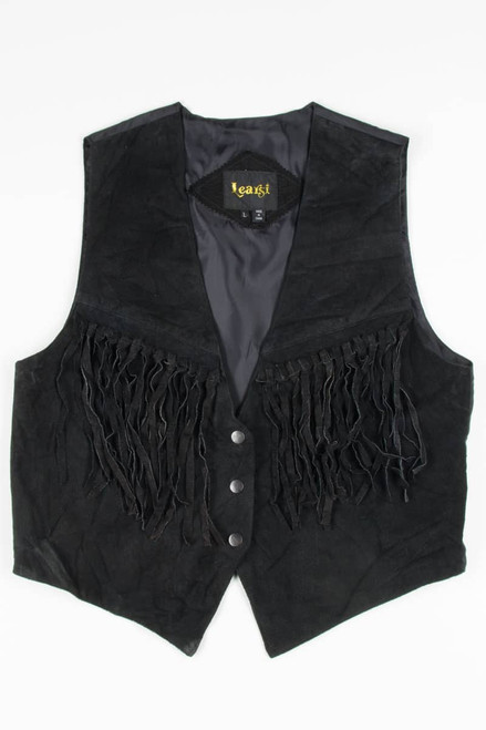 Black Fringe Leather Vest