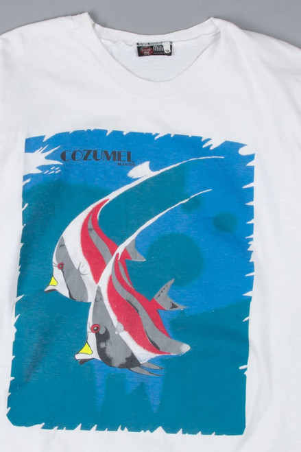 Vintage Cozumel Mexico Tropical Fish Souvenir T-Shirt