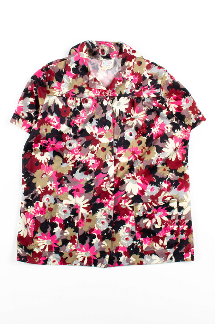 Black Floral Butterfly Collar Shirt