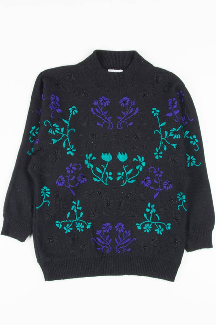 Vintage Embroidered Floral 80s Sweater 3348