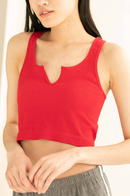 Red Seamless Ribbed Tank 