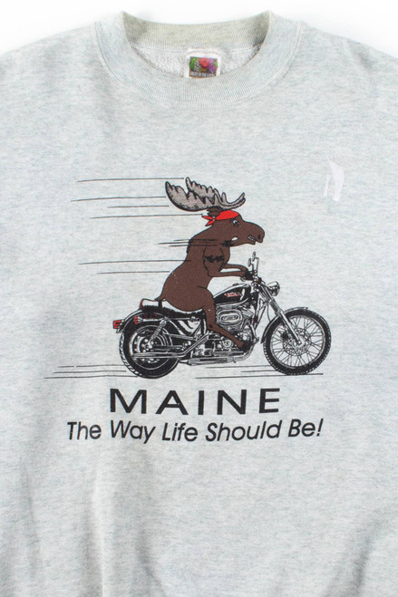 Maine Motorcycle Moose Sweatshirt