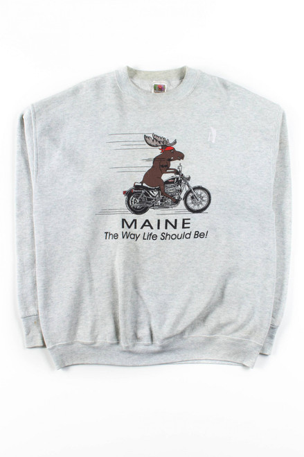 Maine Motorcycle Moose Sweatshirt