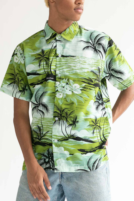 Green Rolling Waves Hawaiian Shirt