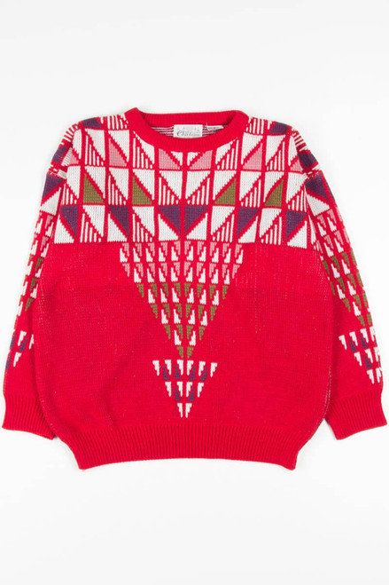 Vintage Red Triangles 80s Sweater 3362