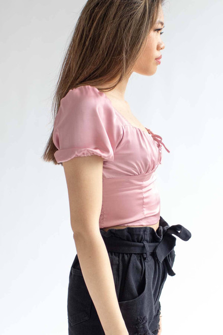 Mauve Satin Princess Top