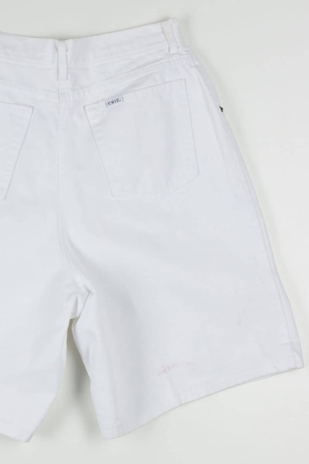 Women's Vintage White Chic Pleated Denim Shorts 302 (sz. 14)