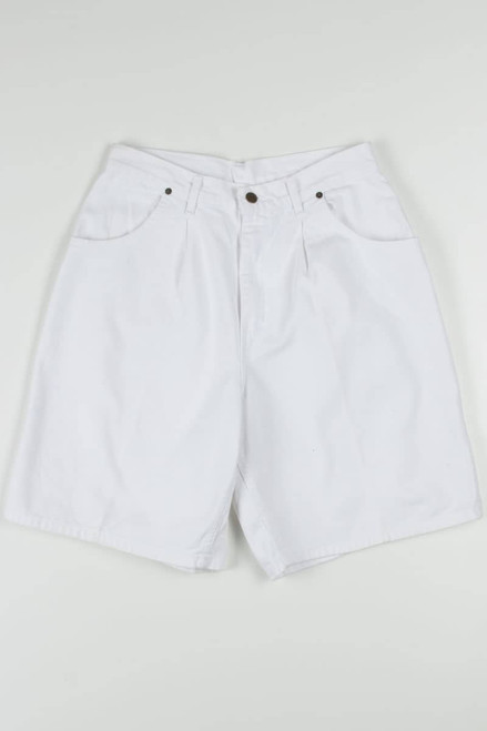 Women's Vintage White Chic Pleated Denim Shorts 302 (sz. 14)