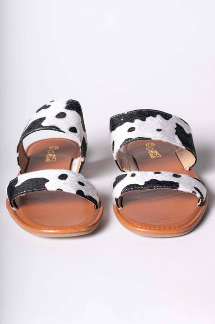 Cow Print Double Strap Sandals