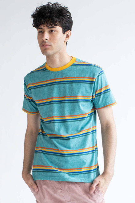 Marled Aqua Striped T-Shirt