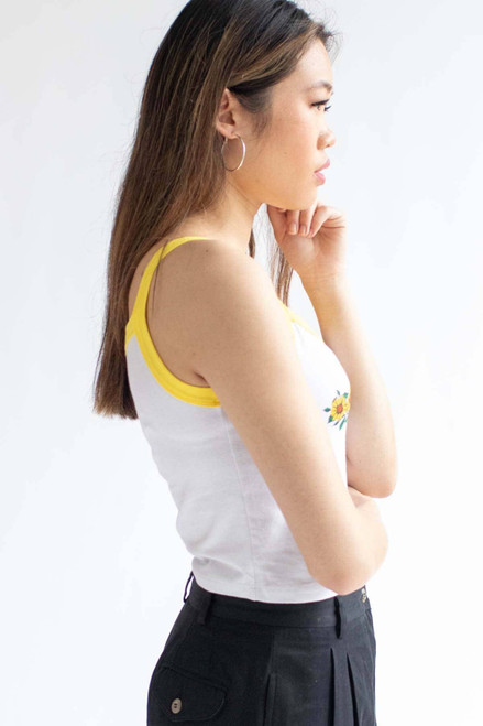 Sunflower Ringer Crop Tank