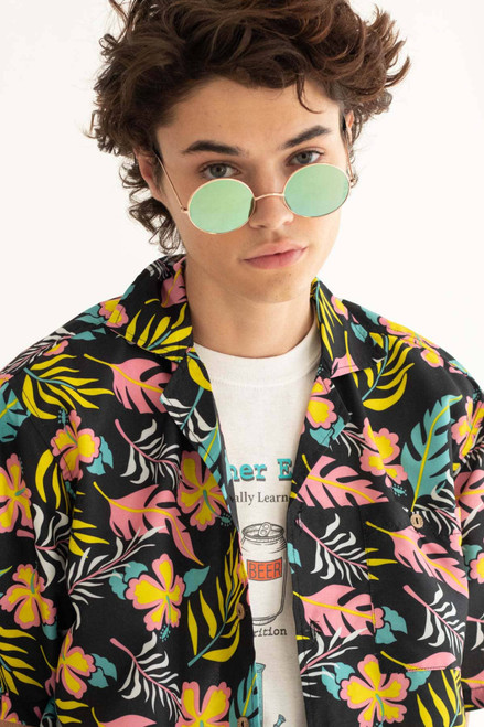 Black Miami Night Hawaiian Shirt