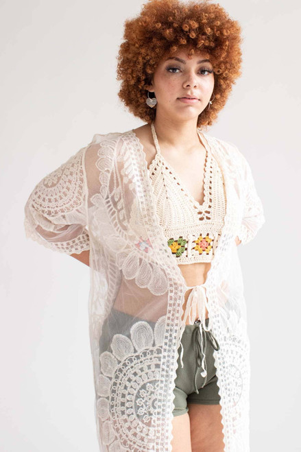 Natural Crochet Mandala Duster