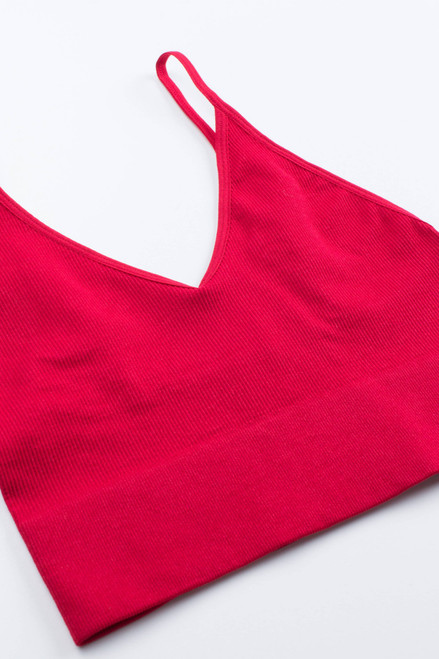 Red Seamless Ribbed Bralette