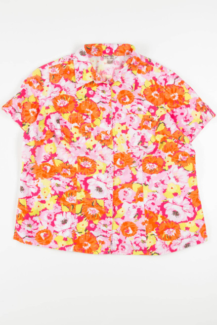 Women's Pink Floral Hawaiian Shirt 1999