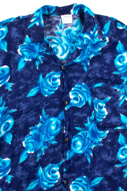 Blue Floral Button Up Shirt