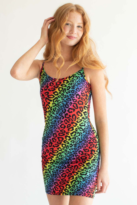 Rainbow Leopard Print Mini Dress