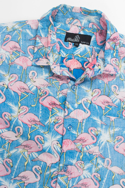 Vintage Flamingo Hawaiian Button Up Shirt 2002