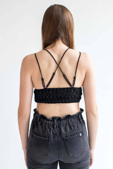 Black Lace Cross Back Bralette 1