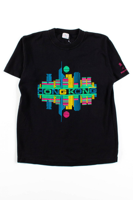 Vintage Neon Hong Kong Skyline T-Shirt