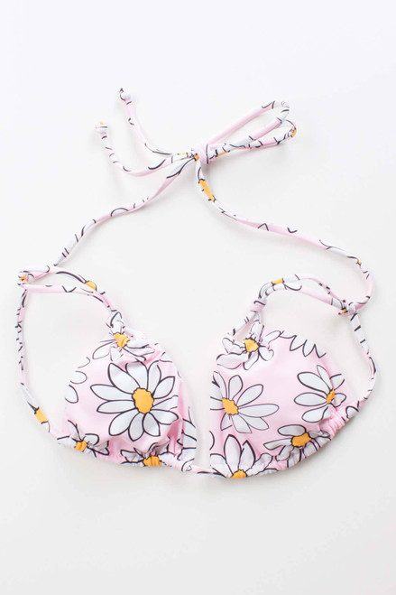 Pink Daisy String Bikini Top