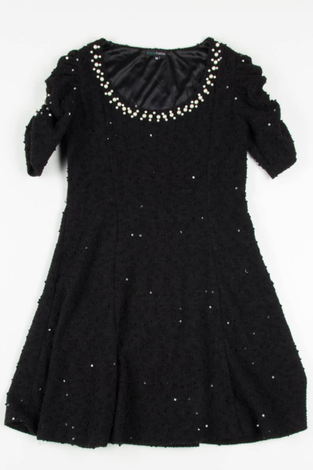 Pearl Accent Sweater Skater Dress 686