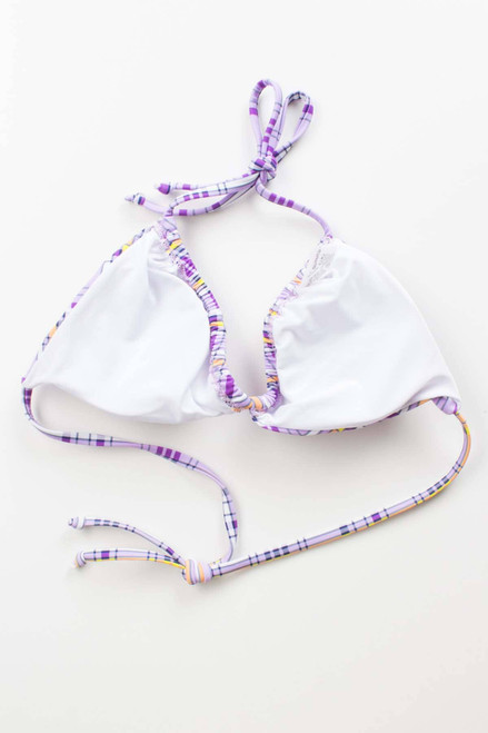 Purple Plaid String Bikini Top