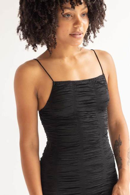 Black Ruched Mini Dress