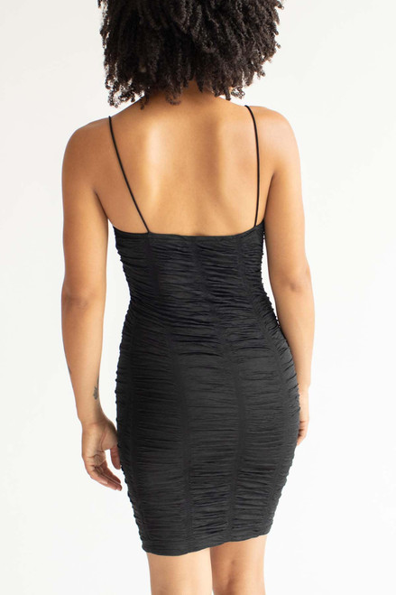 Black Ruched Mini Dress