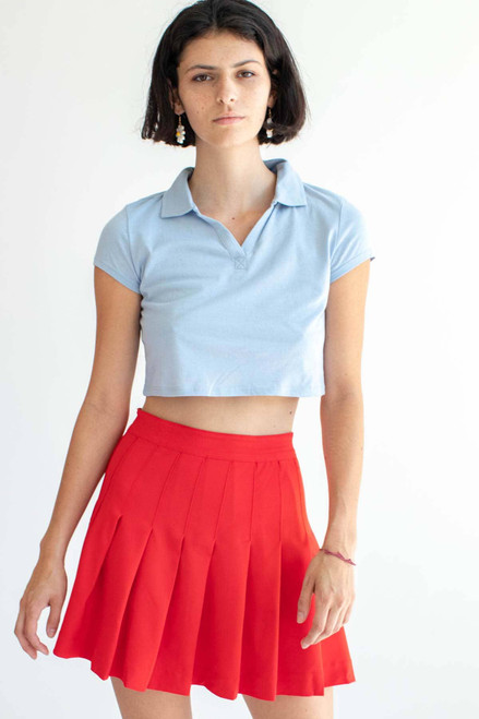 Blue Boxy Cropped Polo