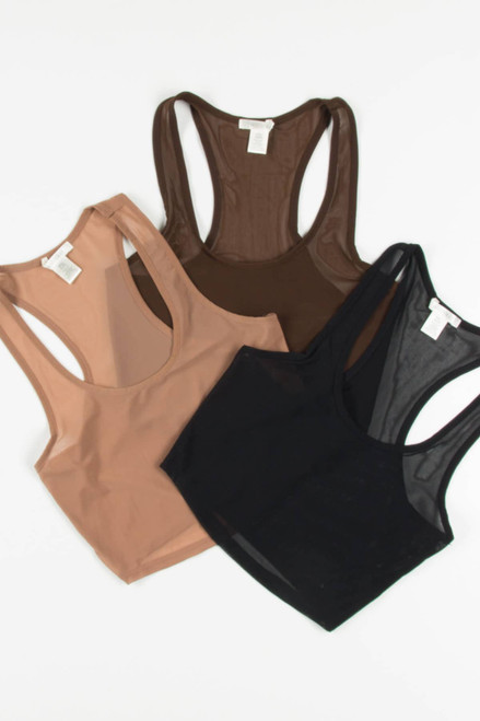 Hazelnut Mesh Cropped Tank