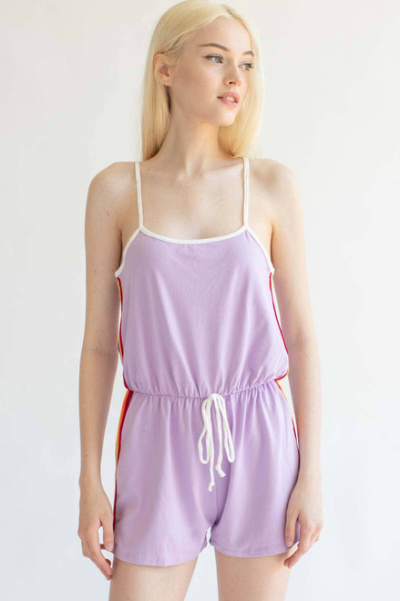 Lavender Rainbow Stripe Romper