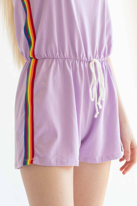 Lavender Rainbow Stripe Romper