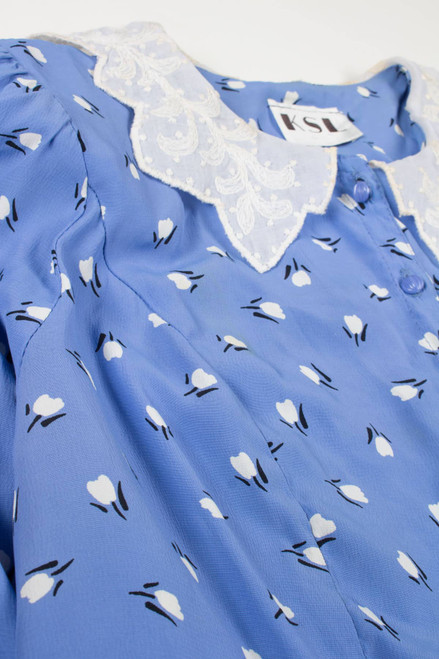 Vintage Periwinkle Tulip Patterned Dress