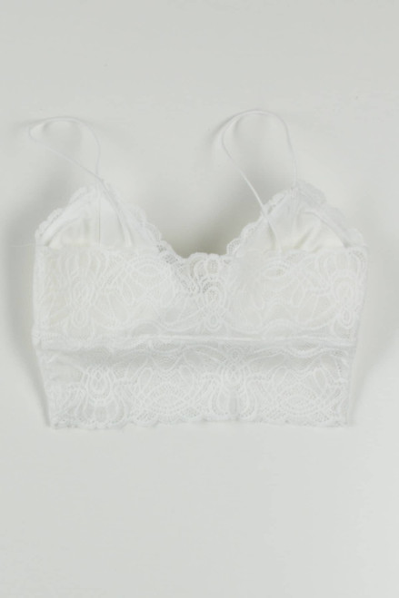 White Strappy Front Lace Bralette