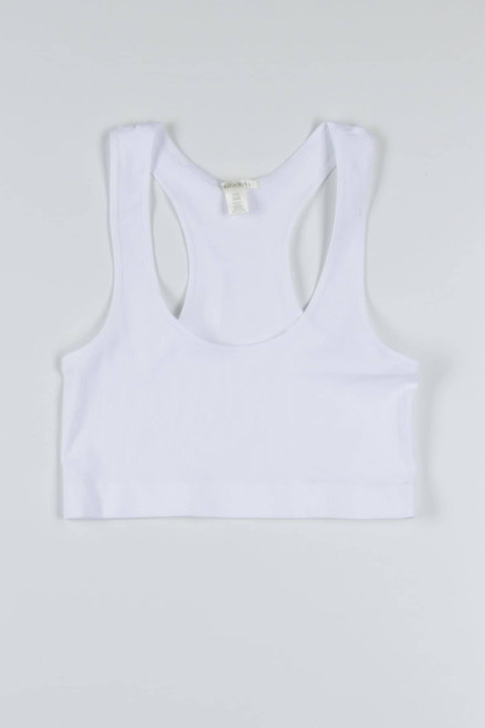 White Seamless Ribbed Sports Bra (Extended Sizes)