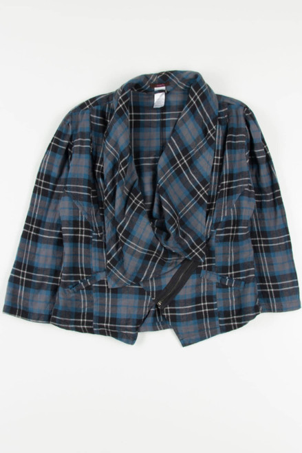 Diagonal Zip Flannel Jacket