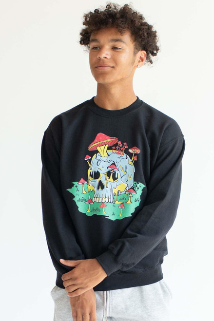 Growing Shrooms On A Skull Sweatshirt