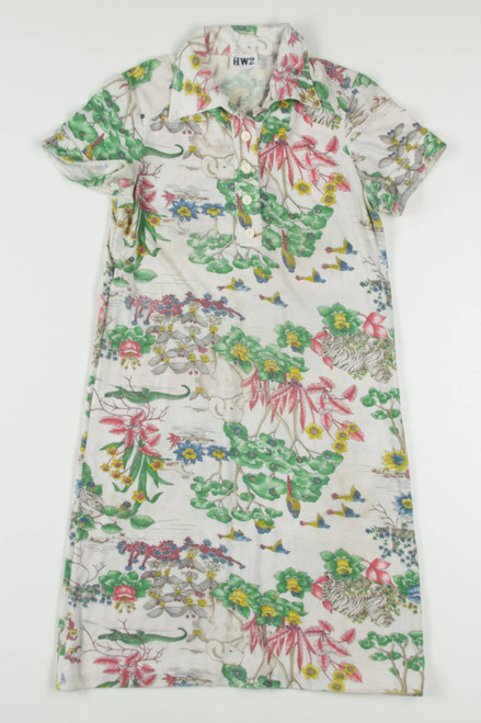 Vintage Jungle Print Polo Dress