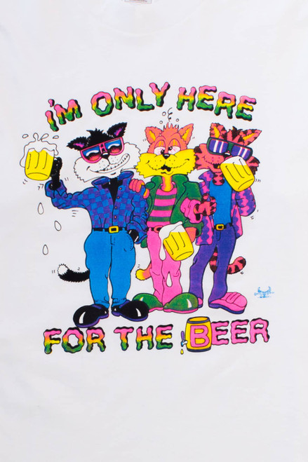 Only Here 4 Beer 90s DEADSTOCK Novelty T-Shirt