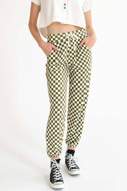 Olive Checkered Joggers