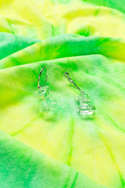 Holographic Gummy Bear Charm Hoop Earrings