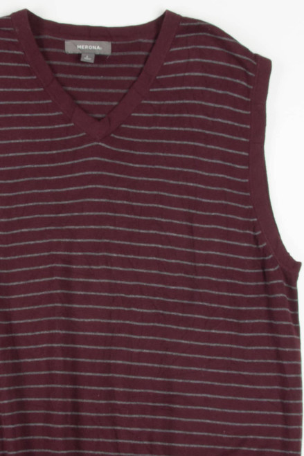 Burgundy Striped Sweater Vest 233