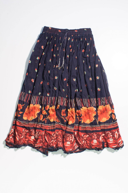 Vintage Floral Pattern Maxi Skirt